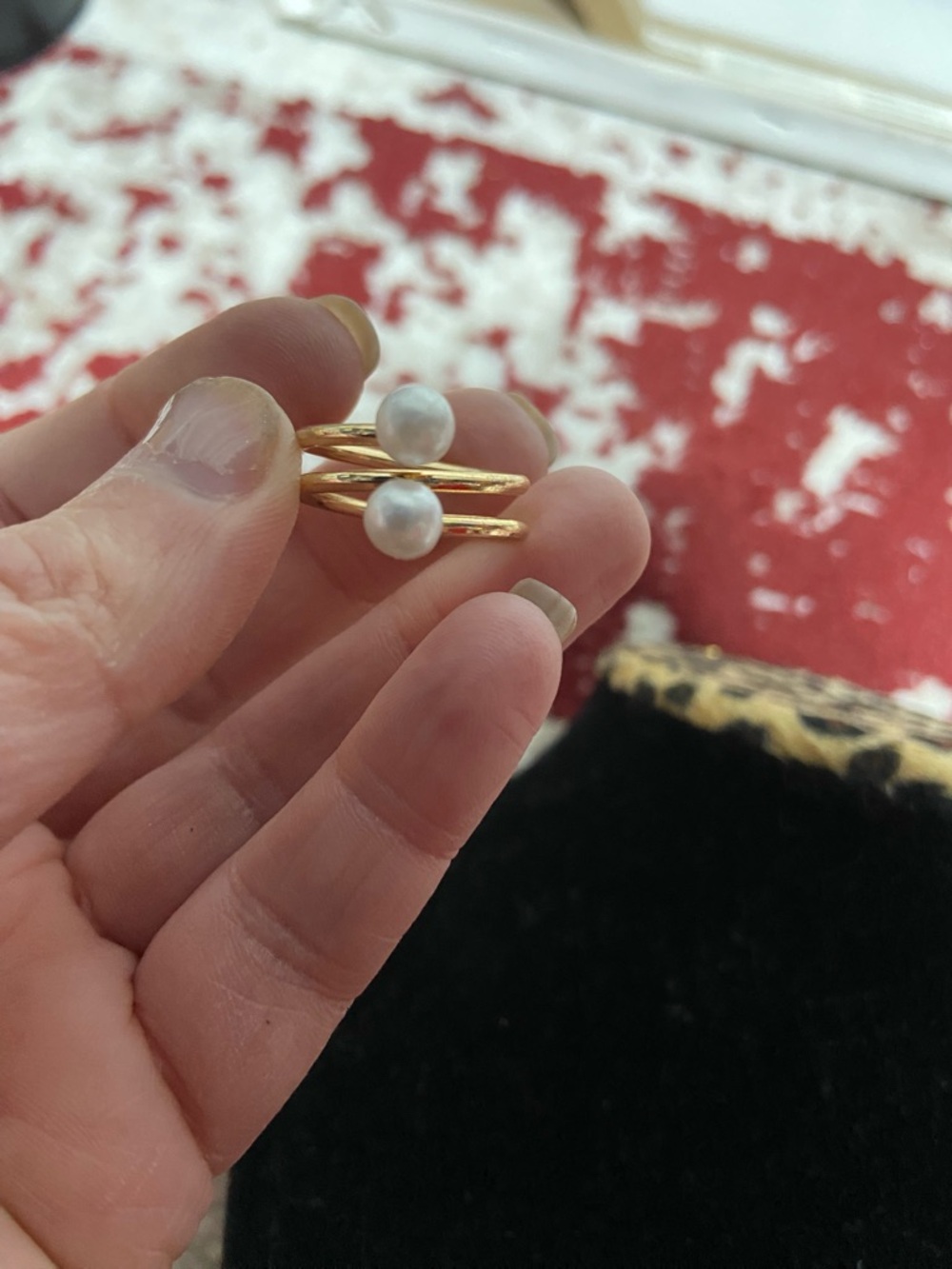 Faux Pearl Gold Tone Ring